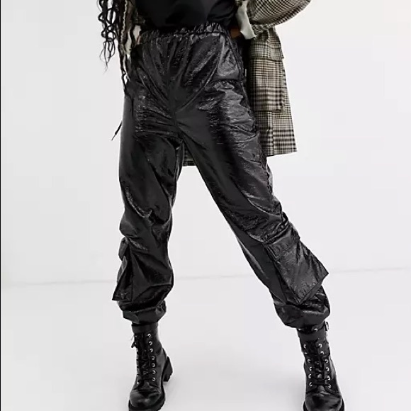 ASOS Design Vinyl Jogger with Utility Pockets - Picture 1 of 4